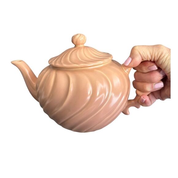 Vintage Franciscan Coronado Swirl Coral Teapot Chip Spout - Picture 8 of 10